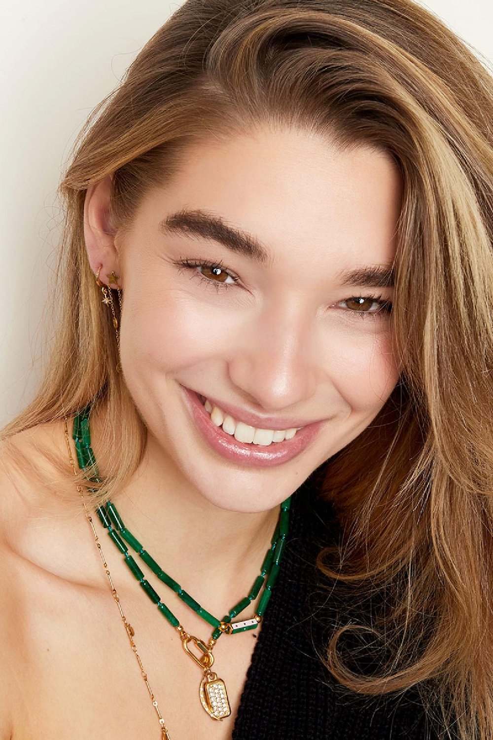 Halskette flache Perlen Grün Stone h5Bild2